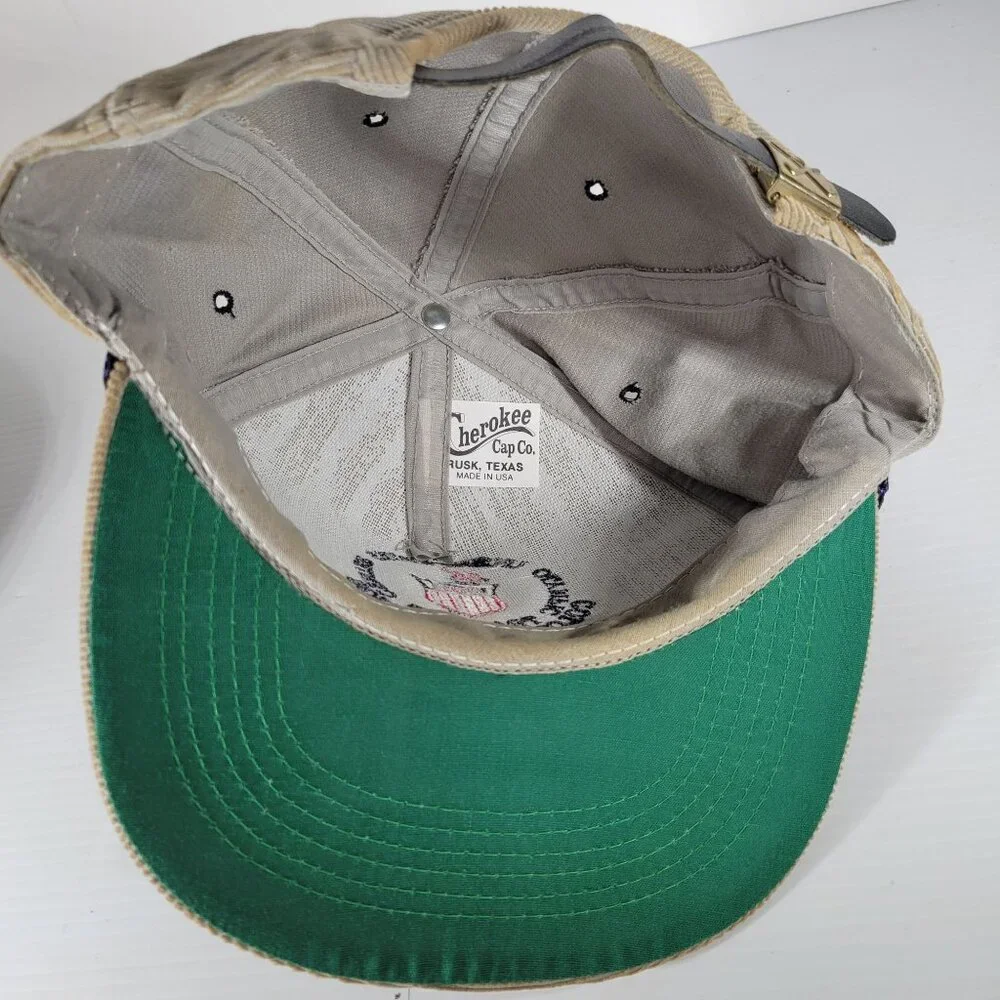 Vintage US Olympic Training Center Corduroy Cap Snapback Hat MADE IN USA Tan Bei